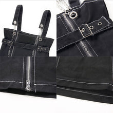 Rockmore Black Chain Zipper Split Straight Strappy Mini Dress Women Buckle Belt Punk Style Casual Dresses Fashion 2019 Summer