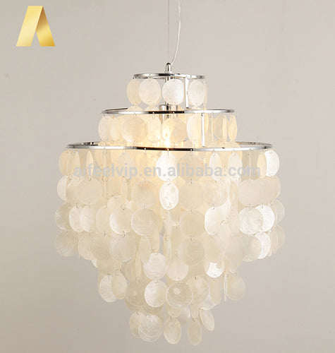 American style modern capiz white seashell lighting chandeliers made of sea shells for living room