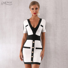 ADYCE 2020 New Summer Women Bandage Dress Vestido Celebrity Evening Party Dress Sexy Deep V Short Sleeve Mini Bodycon Club Dress