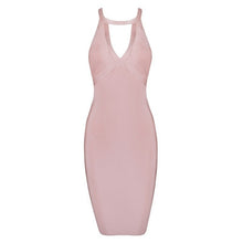 Sexy Hollow Out Bandage Dress Women Blue Black Apricot Backless Halter Dresses Sleeveless Celebrity Party Club Vestidos