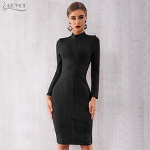 Adyce 2020 New Autumn Bodycon Bandage Dress Women Sexy Nude Black Long Sleeve Midi Club Celebrity Evening Runway Party Dresses