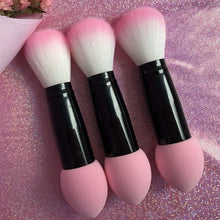 1pc Professional blusher brush 2 heads Nylon Make up Brushes Two Head Metal Cosmetic Tools with Sponge Pink Color drop shipping