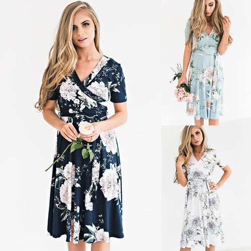2018 New Fashion Women's Summer Bohemian Style Casual Long Maxi Evening Party Beach Print Dress Sundress
