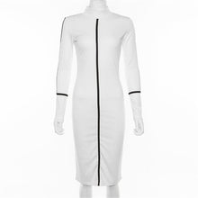 Simenual Casual Bodycon Women Long Dress Fashion Full Sleeve Striped Patchwork  Dresses Fashion Turtleneck Ladies Skinny Dresses