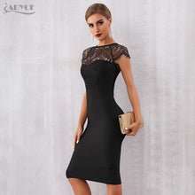 Adyce 2020 New Summer Women White Bandage Dress Vestidos Sexy Black Lace Short Sleeve Hollow Out Club Dress Evening Party Dress