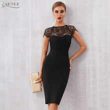 Adyce 2020 New Summer Women White Bandage Dress Vestidos Sexy Black Lace Short Sleeve Hollow Out Club Dress Evening Party Dress
