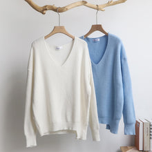 Colorfaith New 2019 Autumn Winter Women's Sweaters V-Neck Minimalist Tops Fashionable Irregular Hem Knitting Casual Solid SW8112