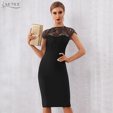 Adyce 2020 New Summer Women White Bandage Dress Vestidos Sexy Black Lace Short Sleeve Hollow Out Club Dress Evening Party Dress