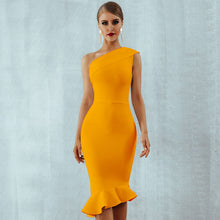 Adyce 2020 New Summer Women Bandage Dress Sexy One Shoulder Sleeveless Ruffles Nightclub Celebrity Evening Party Mermaid Dresses