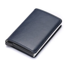 BISI GORO 2020 Credit Card Holder Men And Women Metal RFID Vintage Aluminium Box Crazy Horse PU Leather Fashion Card Wallet