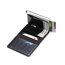 BISI GORO 2020 Credit Card Holder Men And Women Metal RFID Vintage Aluminium Box Crazy Horse PU Leather Fashion Card Wallet
