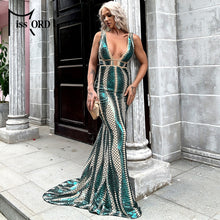 Missord 2020 Women Sexy Deep V Neck Backless Sequin Dress Women Sleeveless Maxi Dress Bodycon Evening Party Dress Vestido M0449
