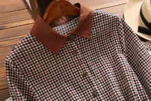 Fashion Plaid Dress Women 2020 Spring Turn-Down Collar Corduroy Long Sleeve Vintage Dresses Retro Ladies Button Dress 7424 50