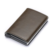 BISI GORO 2020 Credit Card Holder Men And Women Metal RFID Vintage Aluminium Box Crazy Horse PU Leather Fashion Card Wallet