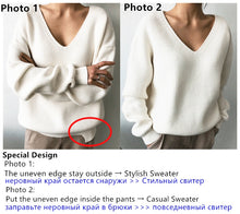 Colorfaith New 2019 Autumn Winter Women's Sweaters V-Neck Minimalist Tops Fashionable Irregular Hem Knitting Casual Solid SW8112
