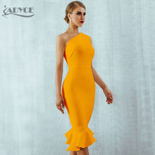 Adyce 2020 New Summer Women Bandage Dress Sexy One Shoulder Sleeveless Ruffles Nightclub Celebrity Evening Party Mermaid Dresses