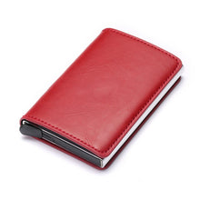 BISI GORO 2020 Credit Card Holder Men And Women Metal RFID Vintage Aluminium Box Crazy Horse PU Leather Fashion Card Wallet
