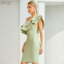 Adyce 2020 Neue Sommer Frauen Eine Schulter Rüschen Mini Verband Kleid Sexy Ärmellose Grüne Club Promi Landebahn Partei Dame Kleid