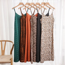 S-4XL Korean Shining Polka Dot Summer Women Dress Spaghetti Strap Boho Leopard Print Maxi Party Vestidos Plus Size M30262