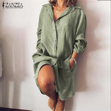 2020 ZANZEA Women's Blouse Casual Shirt Vestidos Fashion Button Long Sleeve Shirts Female Lapel Work Blusa Plus Size Tunic S-5XL