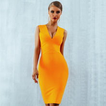 ADYCE Summer Women Bandage Dress Vestidos 2020 Red Orange Tank Sexy Deep V-Neck Sleeveless Bodycon Celebrity Runway Party Dress