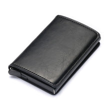 BISI GORO 2020 Credit Card Holder Men And Women Metal RFID Vintage Aluminium Box Crazy Horse PU Leather Fashion Card Wallet