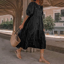 Summer Bohemian Dress Puff Sleeve Sundress 2020 VONDA Vintage Printed Polka Dot Party Dresses Beach Robe Sundress Vestido S-5XL