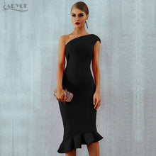 Adyce 2020 New Summer Women Bandage Dress Sexy One Shoulder Sleeveless Ruffles Nightclub Celebrity Evening Party Mermaid Dresses