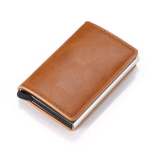 BISI GORO 2020 Credit Card Holder Men And Women Metal RFID Vintage Aluminium Box Crazy Horse PU Leather Fashion Card Wallet