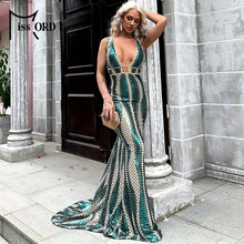 Missord 2020 Women Sexy Deep V Neck Backless Sequin Dress Women Sleeveless Maxi Dress Bodycon Evening Party Dress Vestido M0449