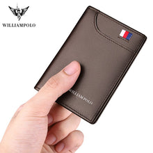 WILLIAMPOLO Genuine leather small card holder men's short ultra-thin credit card multi-card mini Cowhide coin Men Slim Wallet