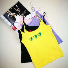 HELIAR Heart Parttern Embroidery Crop Tops Spaghetti Sleeveless Tank Tops Causal Female Women Sexy Camis Crop Tops Female