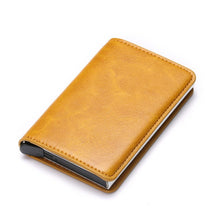 BISI GORO 2020 Credit Card Holder Men And Women Metal RFID Vintage Aluminium Box Crazy Horse PU Leather Fashion Card Wallet
