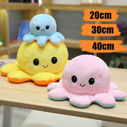 20/30/40cm Reversible Flip Octopus Plush Stuffed Toy Soft Animal Home Accessories Cute Animal Doll Children Gifts Baby Companion Plush Toy