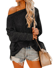 Off Shoulder Long Sleeve Blouse Casual Pullover Knit Sweater