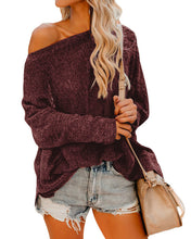 Off Shoulder Long Sleeve Blouse Casual Pullover Knit Sweater