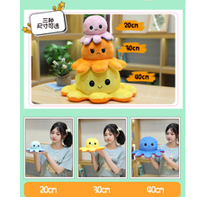 20/30/40cm Reversible Flip Octopus Plush Stuffed Toy Soft Animal Home Accessories Cute Animal Doll Children Gifts Baby Companion Plush Toy