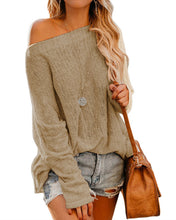 Off Shoulder Long Sleeve Blouse Casual Pullover Knit Sweater