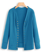 Women Long Sleeve Button Solid Color Knit Sweaters
