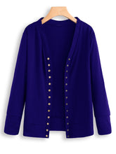 Women Long Sleeve Button Solid Color Knit Sweaters