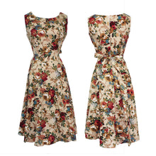 Summer Women Vintage A-Line Dress Tunic Long Sleeveless Floral Print Sundress