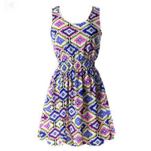 Summer Floral Print Chiffon Dress Casual Women Boho Beach Party Tunic Short Dre