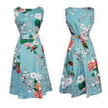 Summer Women Vintage A-Line Dress Tunic Long Sleeveless Floral Print Sundress
