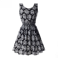 Summer Floral Print Chiffon Dress Casual Women Boho Beach Party Tunic Short Dre