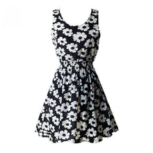 Summer Floral Print Chiffon Dress Casual Women Boho Beach Party Tunic Short Dre