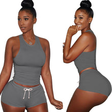 Women's Causal 2 Piece Set Shirt Top & Short Pants Playsuits Sleeveless Bodycon