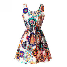 Summer Floral Print Chiffon Dress Casual Women Boho Beach Party Tunic Short Dre