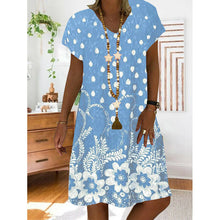 Women Summer V Neck Short Sleeve Mini Dress Casual Floral Loose A-line Sundress