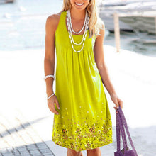 US Women's Sleeveless Flowy Midi Summer Beach A Line Floral Tank Dress Plus Size