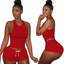 Women's Causal 2 Piece Set Shirt Top & Short Pants Playsuits Sleeveless Bodycon